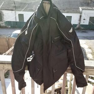 Men's Black Military Jacket with White Piping